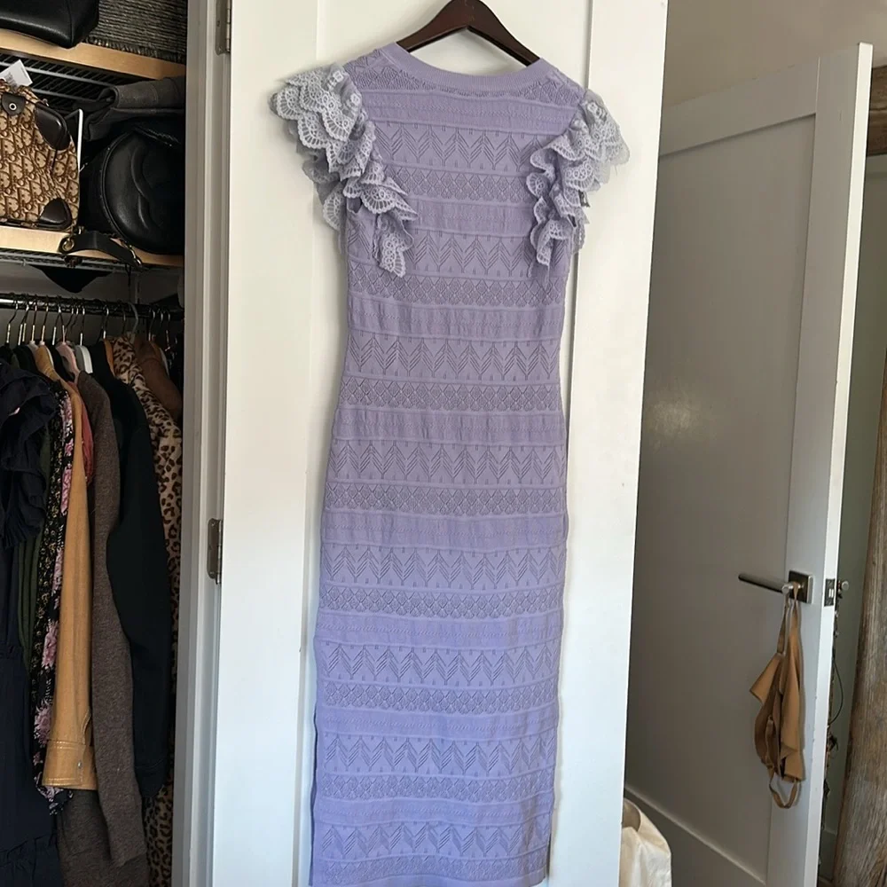 Milly Lace Flutter Sleeve Knit Midi Dress - Picture 7 of 7